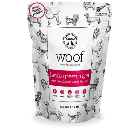 The New Zealand Natural Pet Food Co WOOF Freeze Dried Dog Treats - Lamb Green Tripe, High Protein, Large & Small Dog, Topper or Dog Treat - 1.4 oz