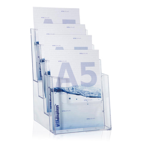 taymar A5 Clear 4 Tier Brochure Display Stand