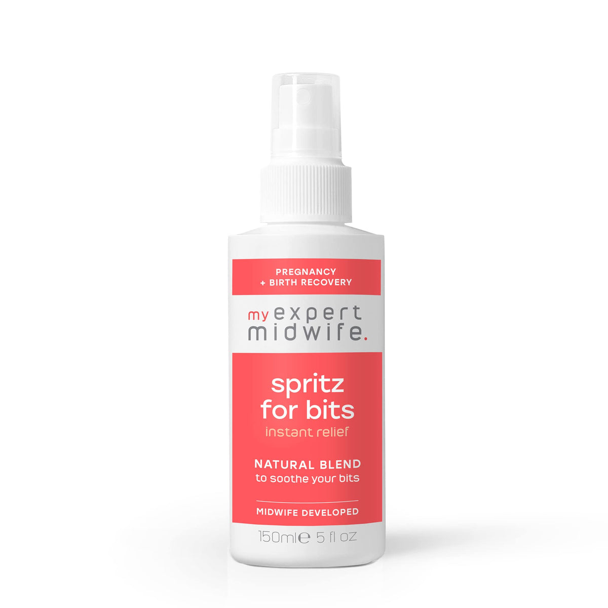 My Expert Midwife Spritz for Bits, 150ml Pregnancy & Postpartum Relief Spray to Ease Perineal Discomfort, Hospital Bag Maternity Essential, Natural Formula for Soothing Care Before & After Birth