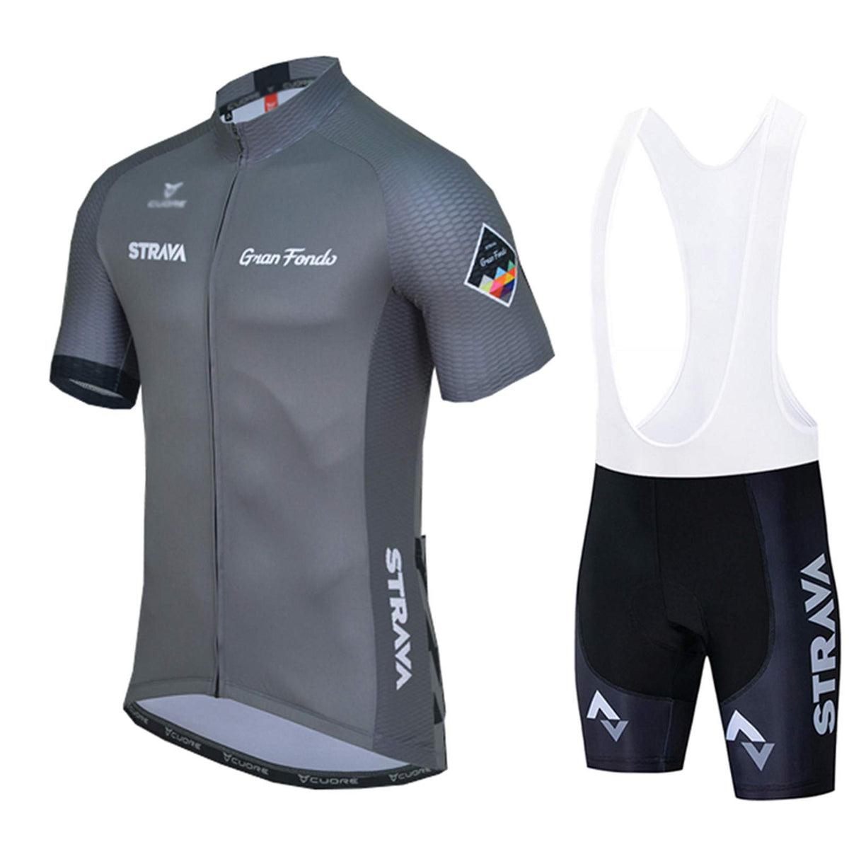 Men?s Summer Cycling Short Sleeve Top and Gel Bib Shorts Set, Short Sleeve Cycling Suits Set, Cycling Jersey Kits Breathable MTB Clothing Suits (Gray 2,L)