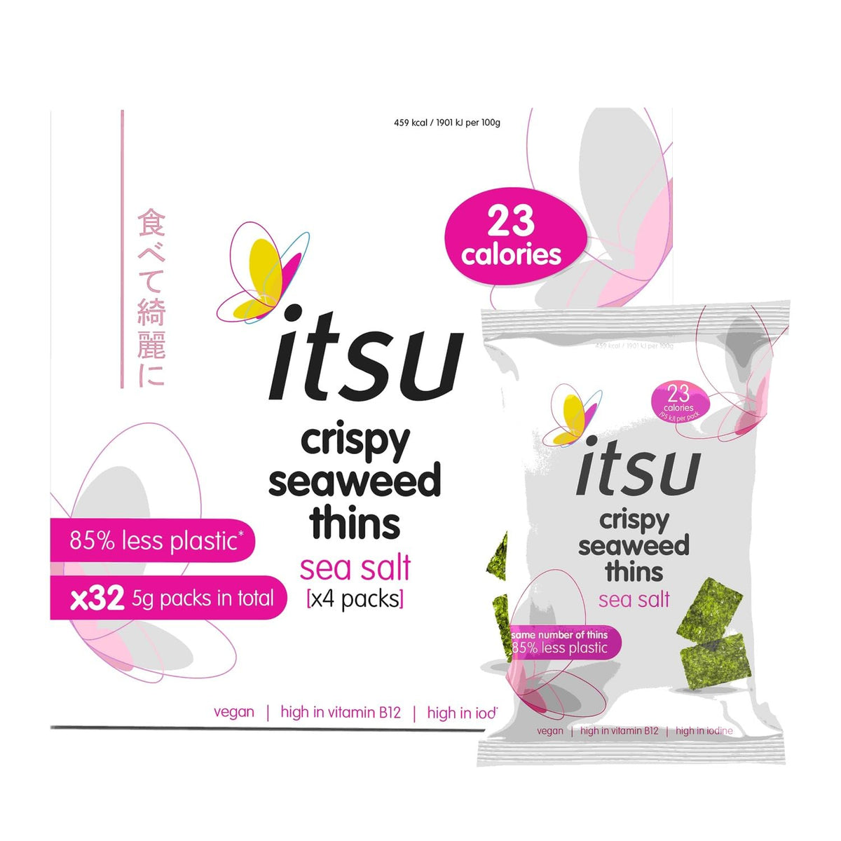 Itsu Sea Salt Flavour Seaweed Thins | Crispy seaweed | 5 g, 18 Count (Pack of 1) | Vegan, Low Calorie, Healthy Snack