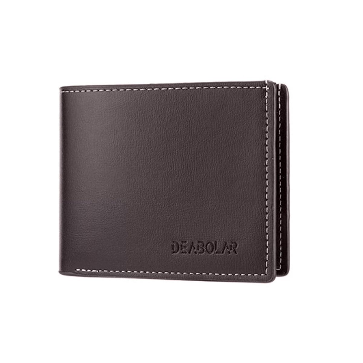 JXCTNNU Men's Wallets Leather Wallet Bifold Thin Wallets Bi-Folded Card Wallet Minimalist Billfold with 3 Credit Card Holder, 1 ID Windows, 2 Banknote Compartments (Brown)