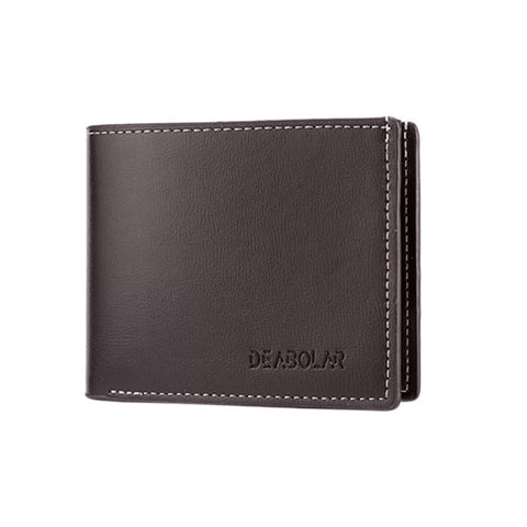 JXCTNNU Men's Wallets Leather Wallet Bifold Thin Wallets Bi-Folded Card Wallet Minimalist Billfold with 3 Credit Card Holder, 1 ID Windows, 2 Banknote Compartments (Brown)