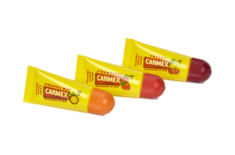 CARMEX Minis Lip Balm Tube Trio Pack, SPF15 (Cherry, Strawberry & Pineapple Mint) Soothes, relieves, and moisturises for soft, healthy-looking lips
