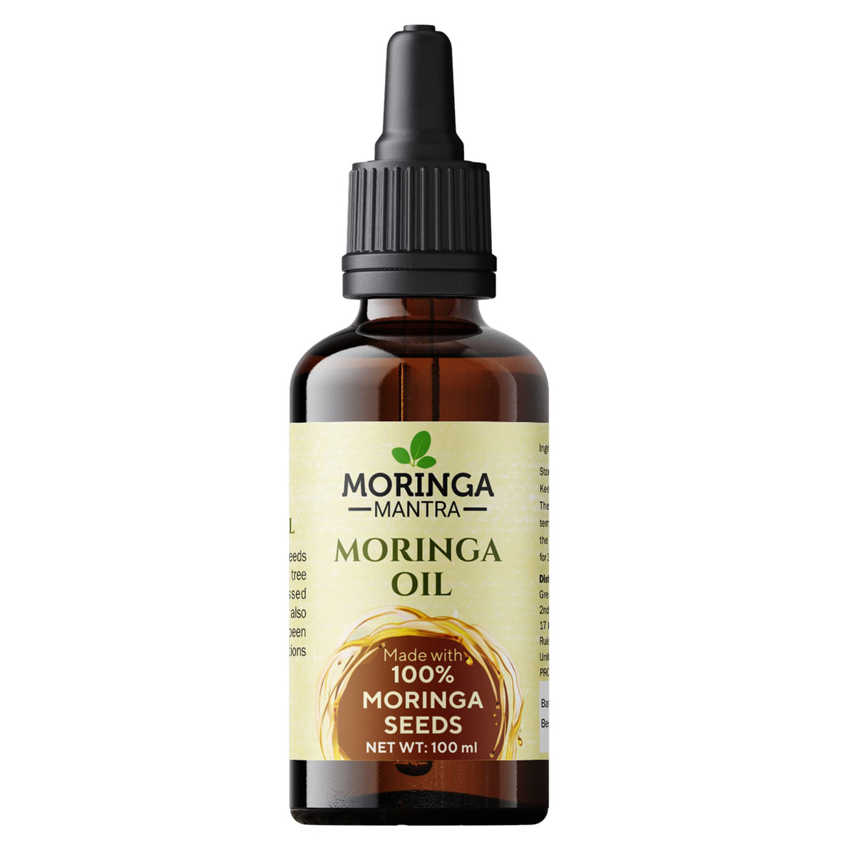 Moringa Mantra Pure Moringa Seed Oil 100 ml, Made from Pure Moringa Oleifera Seeds, Cold Pressed Oil, No Added Fillers or Additives