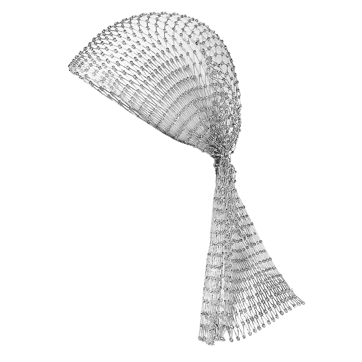 Bling Hollow Headdress Veil Cap Fishnet Elastic Headband with Rhinestone Hollow Mesh Headpiece Hair Hoop Crystal Turban Cap Shining Flapper Head Wrap Head Scarf Hair Accessories for Women Girl