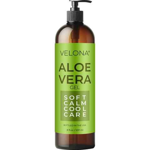 velona Aloe Vera Gel - 8 oz | Soothing and Cooling | 100% Pure and Natural, Vegan | Skin, Hair, Face, Body, Moisturizer, Lotion | Beach Essential for Sunburn
