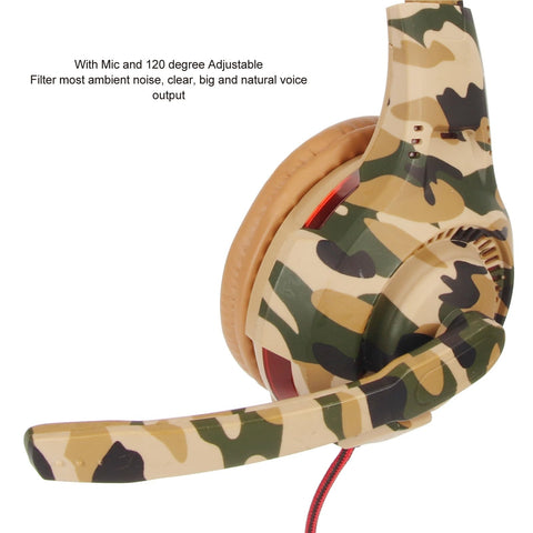 Gaming Headset, Comfortable Gaming Over Ear Headset Dual 3.5mm Volume Adjustable Lightable Noise Reduction for Laptop