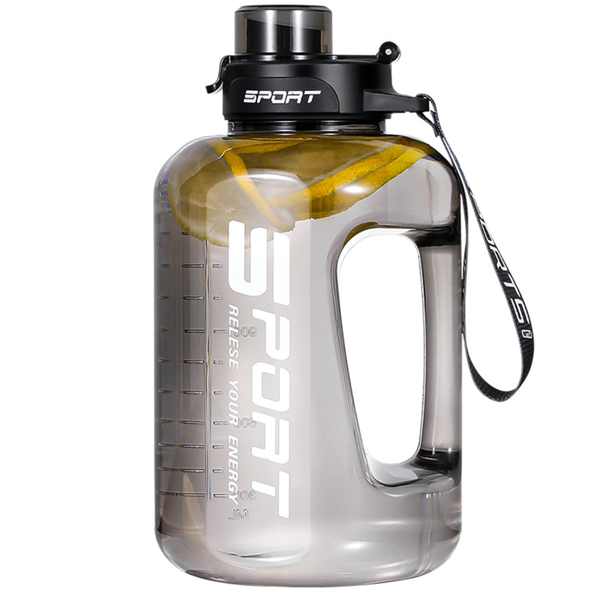 Toguma 1.7L Sport Water Bottle Large Water Jug with Carry Handle Straw, Water Container for Women Men Water Bottle for Office Fitness Gym Camping (Black)