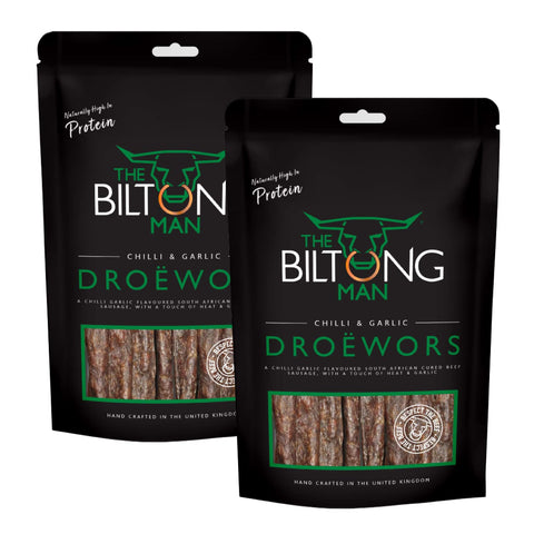 The Biltong Man | Chilli Garlic DroÃƒÆ’Ã†â€™Ãƒâ€ Ã¢â‚¬â„¢ÃƒÆ’Ã¢â‚¬Â ÃƒÂ¢Ã¢â€šÂ¬Ã¢â€žÂ¢ÃƒÆ’Ã†â€™ÃƒÂ¢Ã¢â€šÂ¬Ã…Â¡ÃƒÆ’Ã¢â‚¬Å¡Ãƒâ€šÃ‚Â«wors Sticks | Healthy High Protein Beef Snack with Chilli Bite | 1 Kg (Pack of 2)