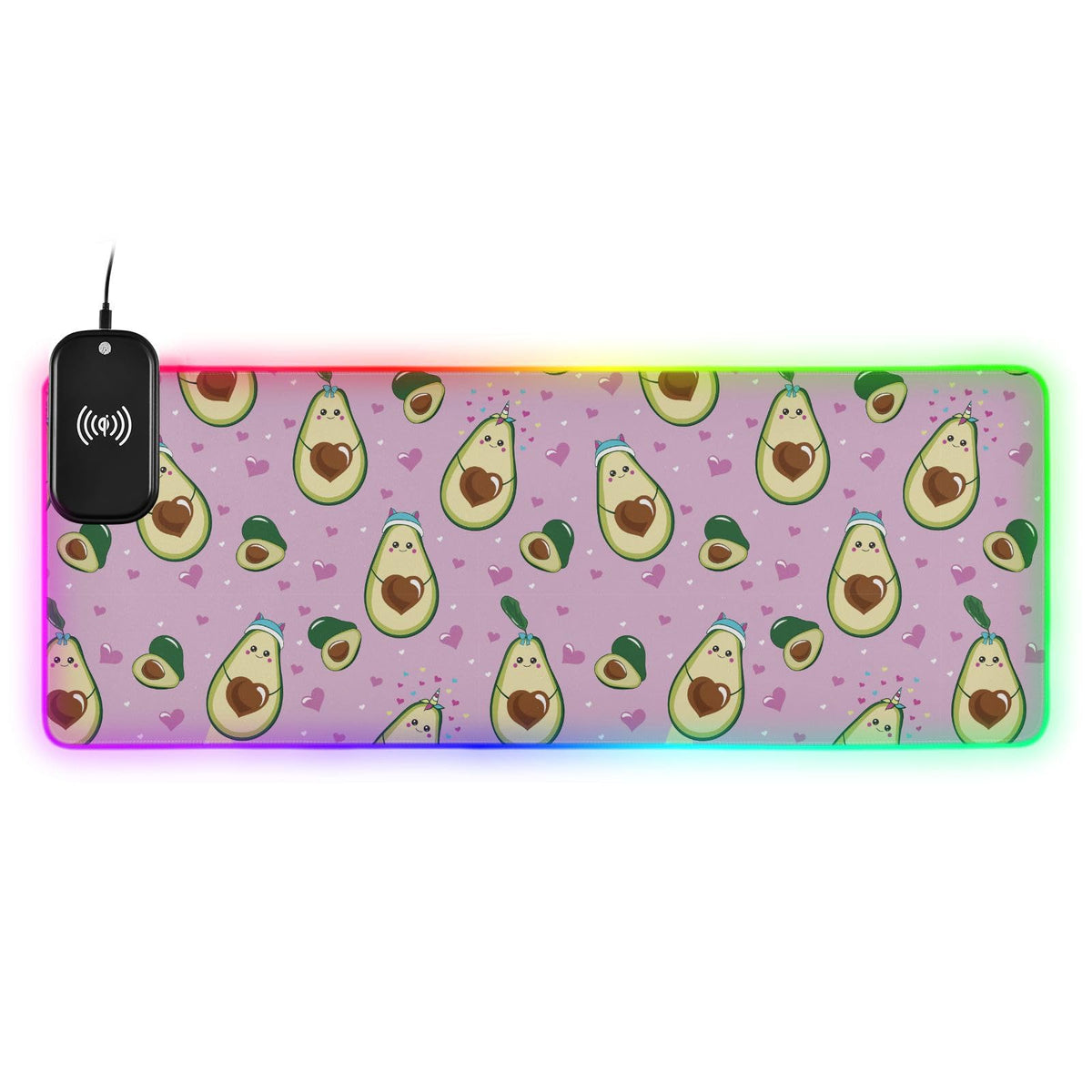 Different Cute Avocados Wireless Charging Mouse Pad for Mobile Phone Extra Large Gaming Mousepad with 13 Lighting Modes Mouse Mat for Gaming MacBook PC Laptop Desk Home Office