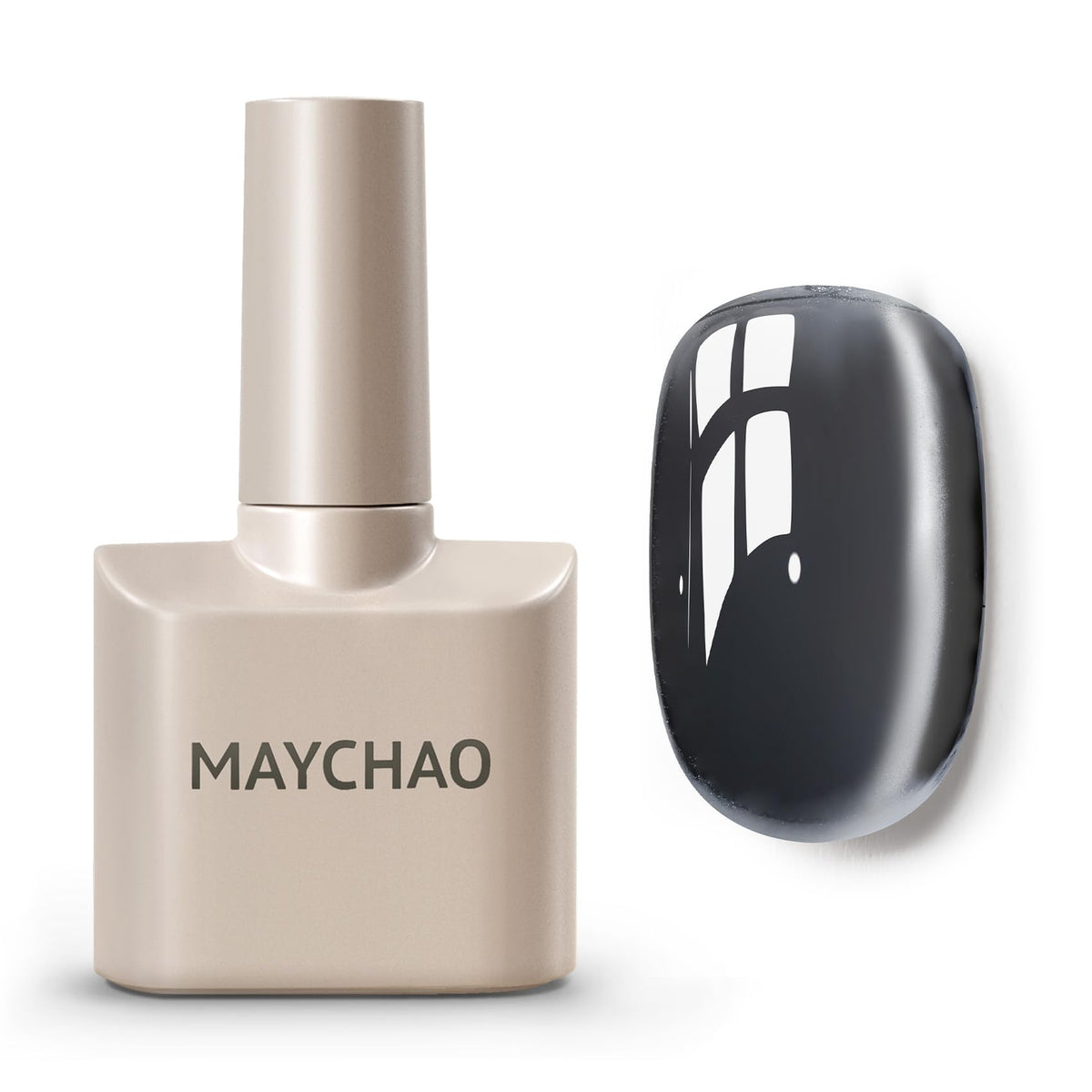 MAYCHAO 15ML Cat Eye Gel Nail Polish 1Pc Glassy Black Magnetic Nail Polish with Magnet Soak off Holographic Cat Eye Gel Polish for Nail Art Manicure Salon DIY at Home