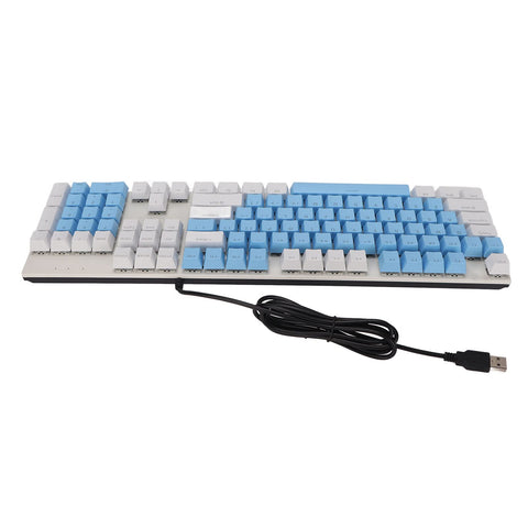 CCYLEZ Blue Switch RGB Scratch Resistant Gaming Keyboard for Win104 Keys Gaming Mechanical Keyboard Notebook Wearproof Mechanical Keyboard for PC (White Blue)