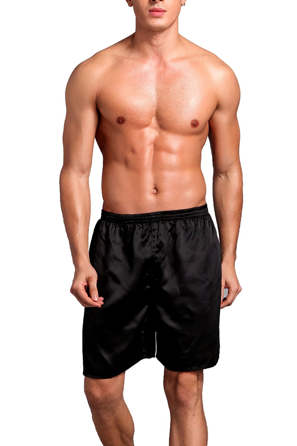 Dolamen Men’s Pyjamas Bottoms Shorts Satin, 2 Pack Silky Satin Nightwear Underwear Boxer Casual Trunks Trousers Pants with Elastic Waistband, Pefect for Sleeping & Leisure Time (XX-Large, Black)