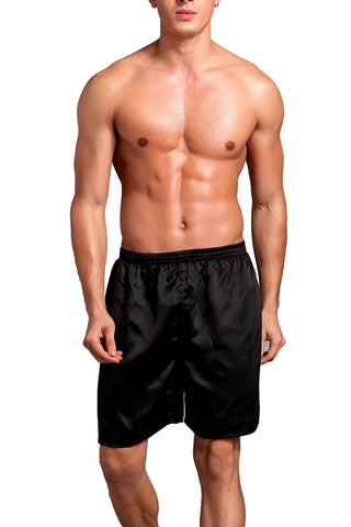 Dolamen Men’s Pyjamas Bottoms Shorts Satin, 2 Pack Silky Satin Nightwear Underwear Boxer Casual Trunks Trousers Pants with Elastic Waistband, Pefect for Sleeping & Leisure Time (XX-Large, Black)