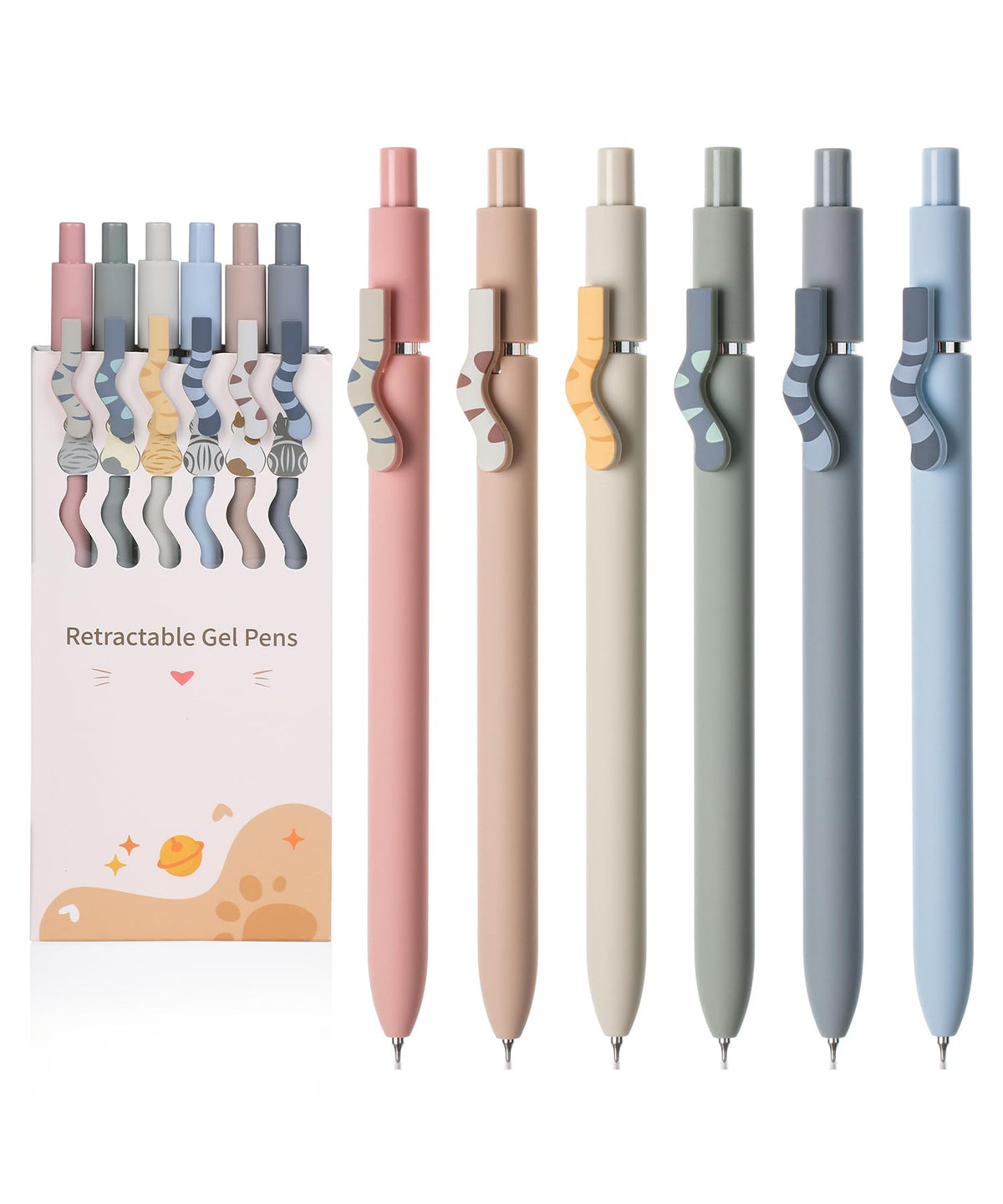 Mr. Pen- Retractable Gel Pens, 6 Pack, Black Ink, Cat Gel Pens, Cat's Tail Gel Pens Fine Point 0.5mm, Retractable Pens, Aesthetic Pens for Journaling Fine Tip Pens, Cute Cat Pens for Cat Lovers