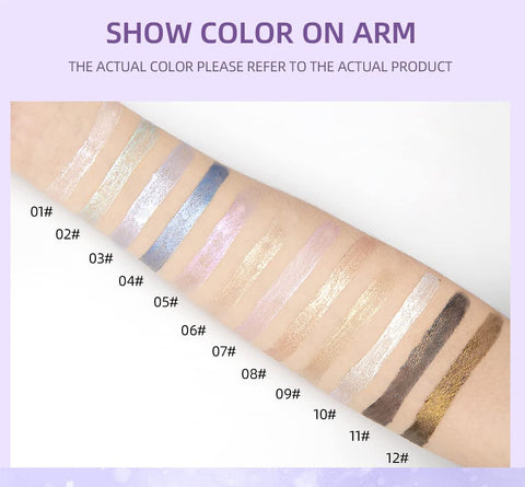 Diamond Eyeliners Liquid Scintillator Pearlescent High Gloss Ultra Shiny Patch Modified Eye Shadow Liquid 12 color suit