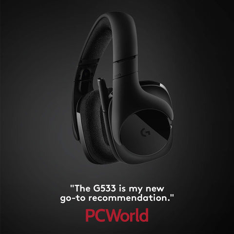 Logitech G533 Wireless Gaming Headset - DTS 7.1 Surround Sound - Pro-G Audio Drivers, Black