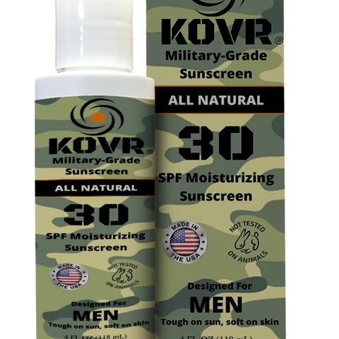 Kovr Military Grade Sunscreen SPF 30 | Reef Friendly (Octinoxate & Oxybenzone Free) Broad Spectrum Moisturizing Travel Size Sunscreen | UVA/UVB Sunblock, 4 oz, Men