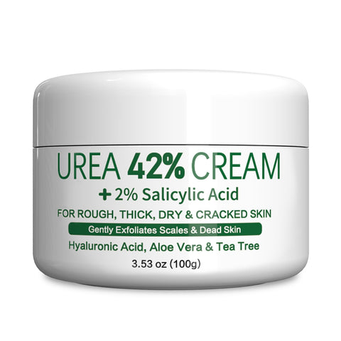 Urea 42% Foot Cream, Foot Cream for Cracked Heels and Dry Skin, Cracked Heel Repair Cream with Hyaluronic Acid, Tea Tree and Aloe Vera for Deep Moisturizing, Callus Remover and Soften