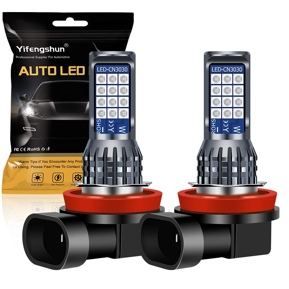 Yifengshun 2pcs H9 H11 LED Fog Light Bulb with 24SMD 3030 Chips H8 Blue LED Bulbs for Car Front Fog Lights Daytime Running Lights DRL 12V