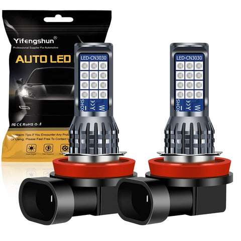 Yifengshun 2pcs H9 H11 LED Fog Light Bulb with 24SMD 3030 Chips H8 Blue LED Bulbs for Car Front Fog Lights Daytime Running Lights DRL 12V