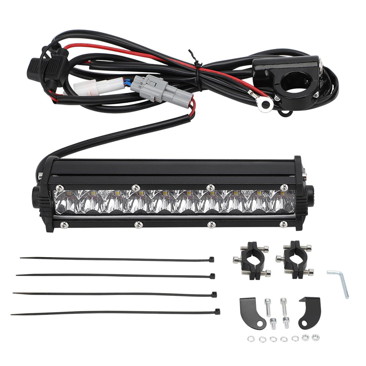 Dual Row 8 Inch 10-30V Led Light Bar, Waterproof Off Road Led Light with Wiring Harness Kit Universal for Most 7/8â€ handlebar YZ125 YZ250F WR250F KLX110 CRF110F Dirt Pit Bike Motorbike ATV