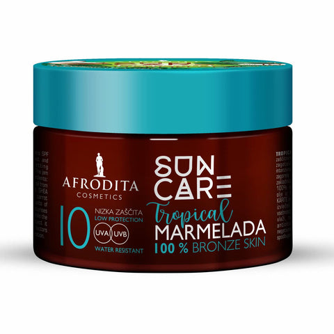 Afrodita Cosmetics SUN CARE jam TROPICAL F10 | 200ml | Fast tanning jam with sun protection factor 10 | For a faster, safer and more intense tan | Vegan