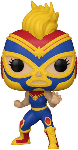 La Estrella Cosmica Captain Marvel Pop #710 Pop Marvel Luchadores Vinyl Figure (Bundled with EcoTek Protector to Protect Display Box), 3.75 inches