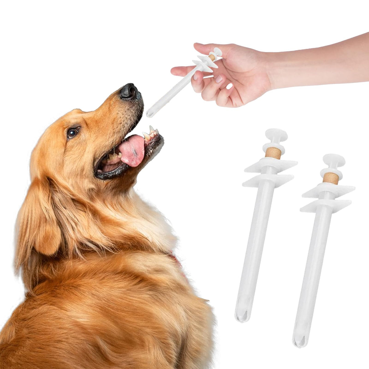 Koorium 2 Pieces Pet Pill Dispenser, Lightweight Durable Silicone Pet Medicine Feeder for Cats Puppy Rabbit Small Animal, Pet Pill Plunger Popper