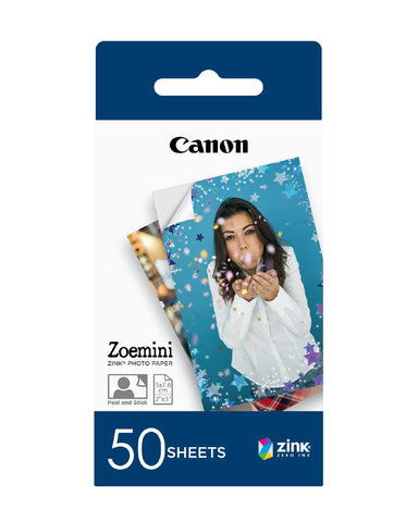 Canon Zink™ Photo Paper - Sticky-Backed 2x3" Photo Paper (50 x Sheets) - Print Phone Photos for Personalised Stickers