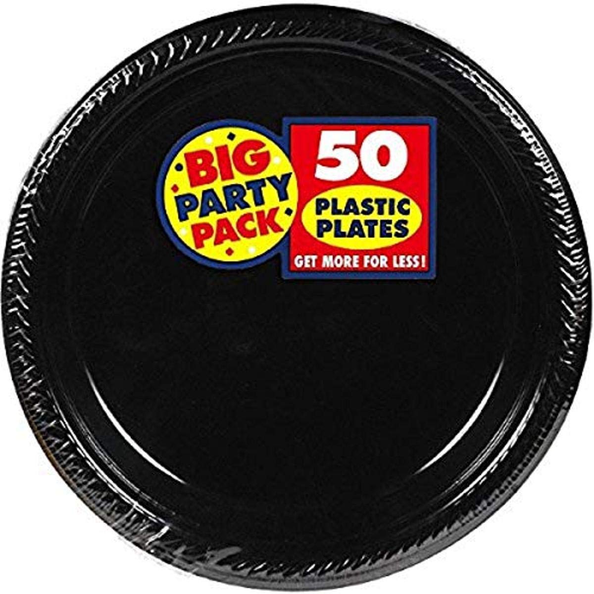 Jet Black Round Disposable Plastic Plates - 10.25" (6 Packs Of 50) - Sturdy Dinnerware For Parties, Events & Everyday Use - (300 Pcs.)