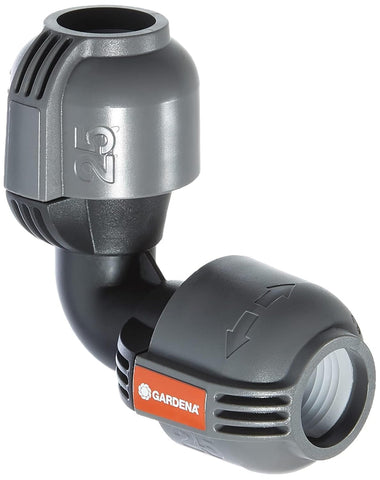 Gardena Sprinklersystem L-Joint: Connecting piece for connecting pipe direction change, 25 mm, compatible with Gardena connecting pipe 25 mm, tool-free installation (2773-20)