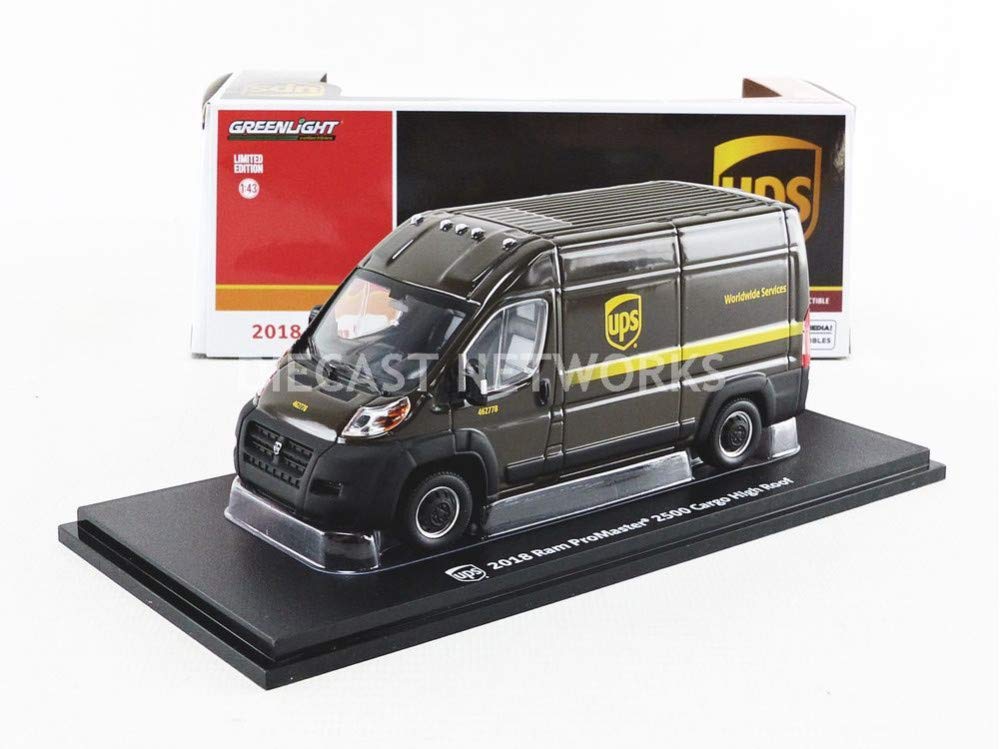 Greenlight 86156 1: 43 2018 Ram Promaster 2500 Cargo High Roof - United Parcel Service (Ups) Worldwide Services - New Tooling, Multi