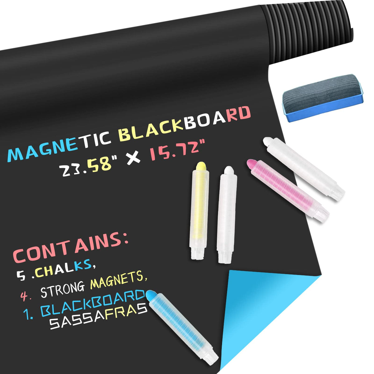 Chalkboard Contact Paper,60x40cm,Self Adhesive Magnetic Blackboard Sticker Wallpaper Roll,Chalkboard Film Blackboard Sheet Decor,Peel & Stick Dry Erase Paper for Home Office School Gift