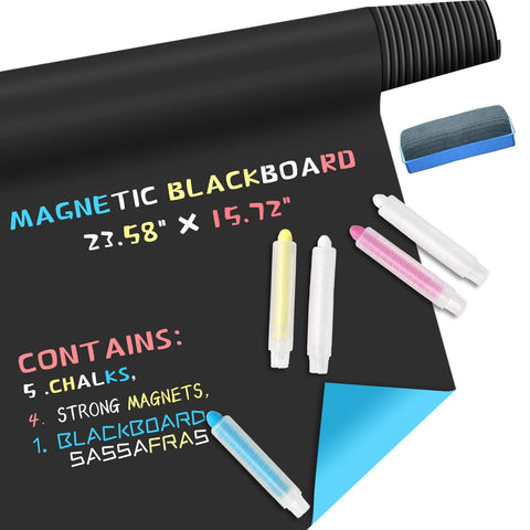 Chalkboard Contact Paper,60x40cm,Self Adhesive Magnetic Blackboard Sticker Wallpaper Roll,Chalkboard Film Blackboard Sheet Decor,Peel & Stick Dry Erase Paper for Home Office School Gift