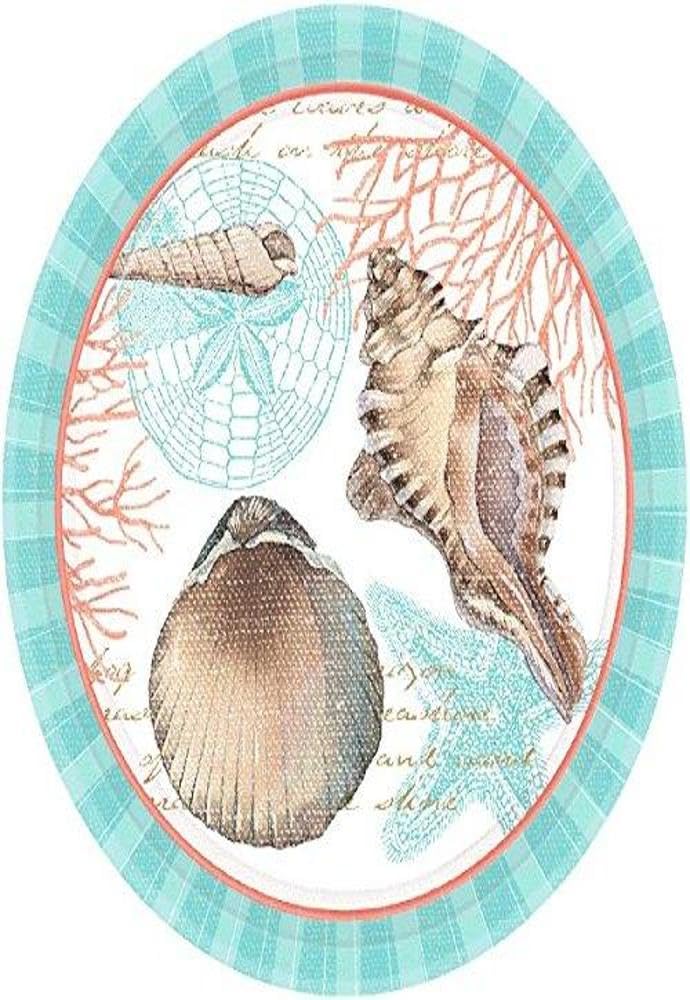 By The Sea Dessert Paper Plates Disposable ECO Party Tableware, Round, 7", Pack of 8.