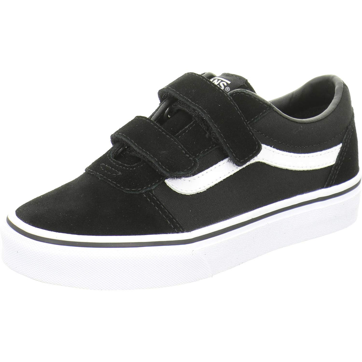 Vans Boy's Ward V-Velcro Trainers Sneaker, Black Suede Canvas Black White Iju, 31