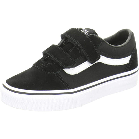 Vans Boy's Ward V-Velcro Trainers Sneaker, Black Suede Canvas Black White Iju, 31