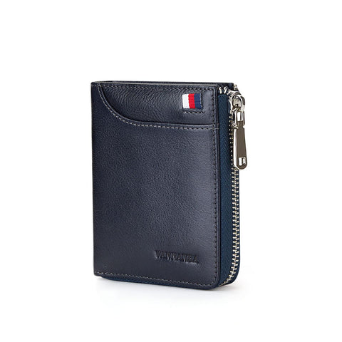 VANNANBA Wallet for Men with Zip Coin Pocket Full Grain Cowhide Leather Bifold Card Money Organizer Purse