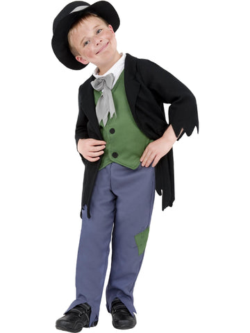 Smiffys Dodgy Victorian Boy Costume, Black with Top, Trousers & Hat, Boys Fancy Dress, Child Dress Up Costumes