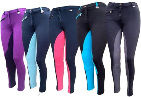 Canter Two Tone Childrens/Kids Horse Riding Jodhpurs/Breeches from 20" to 30" Waist (22" Waist, Navy/Sky Blue)