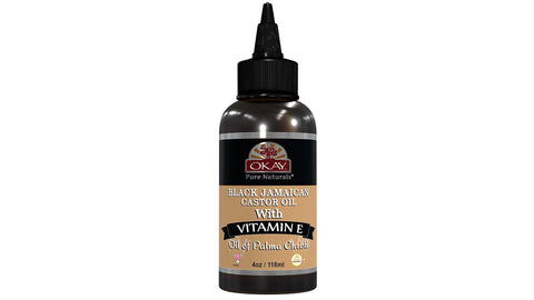 OKAY BLACK JAMAICAN CASTOR OIL with VITAMIN E and PANTHENOL 4oz / 118ml