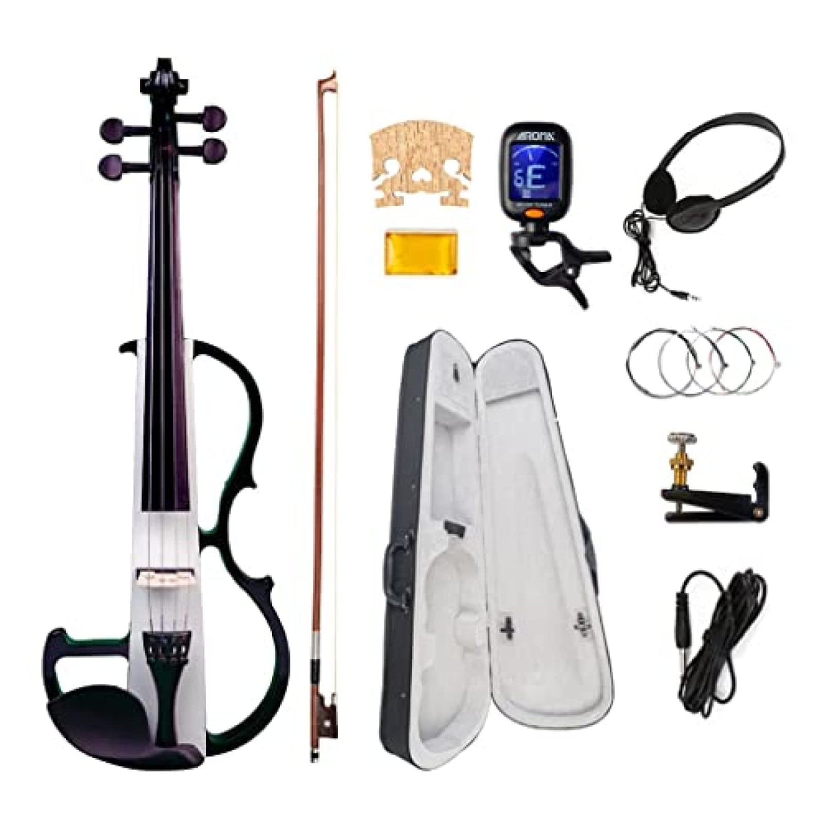 JWCN Electric Violin Violin Made of Solid Wood, 4/4 Full Size, with Ebony Fittings, Carrying Case, Audio Cable, Rosin Waiting for More Than 20 Violin Accessories,Uptodate