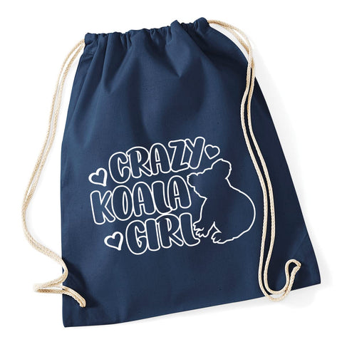 Hippowarehouse Crazy koala girl Drawstring Cotton School Gym Bag 37cm x 46cm, 12 litres