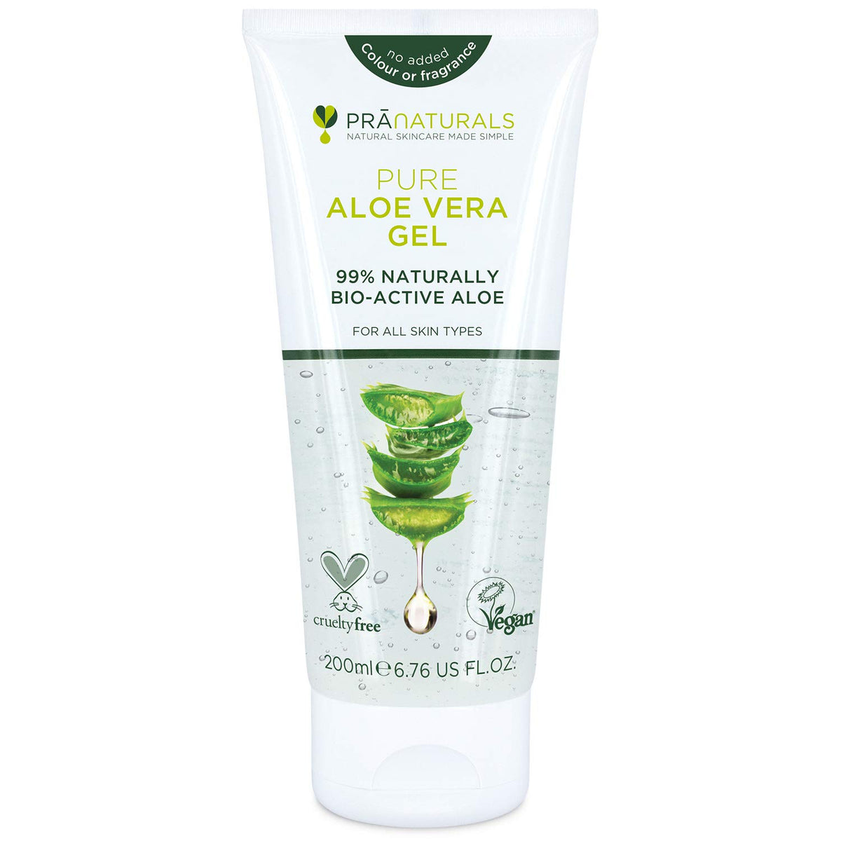 PraNaturals Pure Aloe Vera Gel 200ml - Soothing & Hydrating, Rich in vitamins, bug bites and minor burns, Ideal for all skin types, Cruelty-free & Vegan