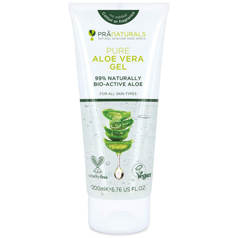 PraNaturals Pure Aloe Vera Gel 200ml - Soothing & Hydrating, Rich in vitamins, bug bites and minor burns, Ideal for all skin types, Cruelty-free & Vegan