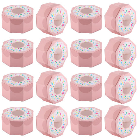 GORGECRAFT 20Pcs Donut Candy Box Small Paper Favor Boxes Chocolate Cookie Packaging Box with Window Wedding Ceremony Decorations Cake Wrapping Supplies European Wedding Treat Cases for Birthday Party