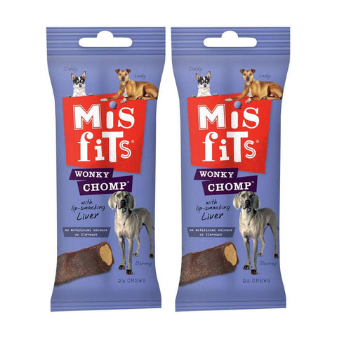 Dog Treats Misfits Wonky Chomp Medium With Liver 2 Sticks Per Pack (2 Pack)