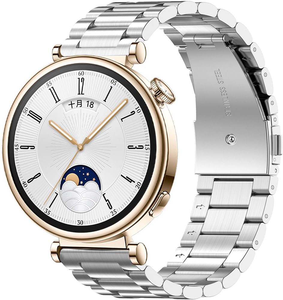 Tyogeephy for Huawei watch GT4 41MM Metal Watch Strap, Adjustable Stainless Steel Wristband WatchBand Compatible with Garmin Venu 3S/Forerunner 265S